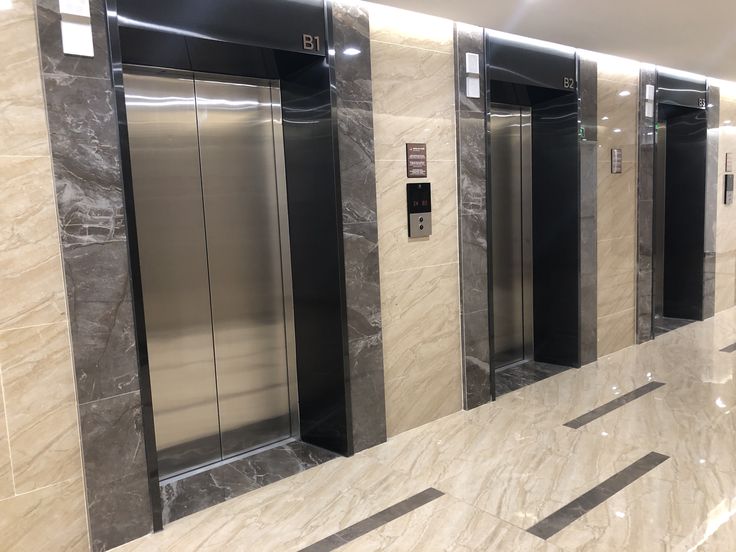 Spacious hospital bed elevator interior